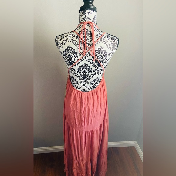 PPLA pleated pink open tie back maxi dress - Picture 8 of 10